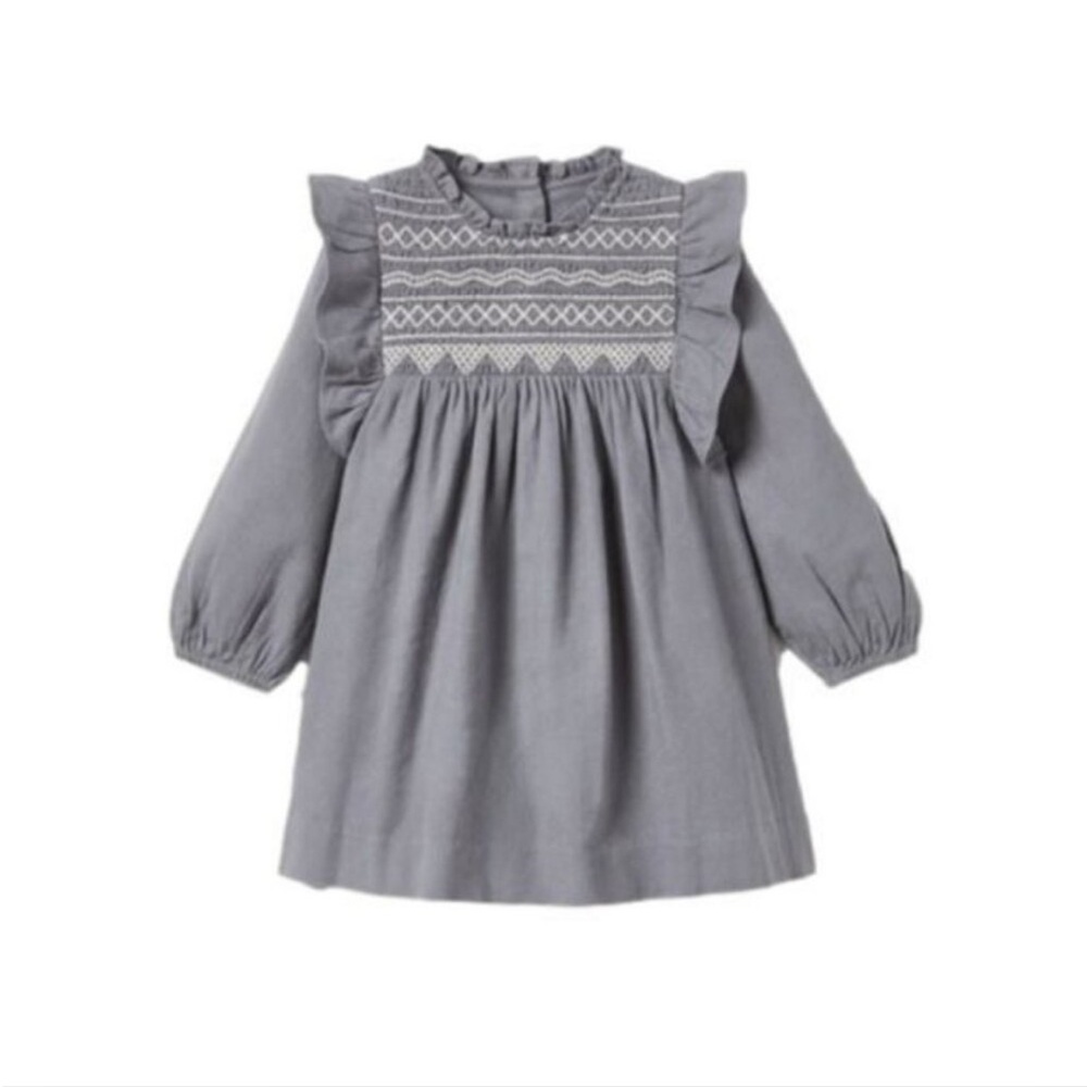 Zara embroidered baby girl dress NWT gray 12/18m